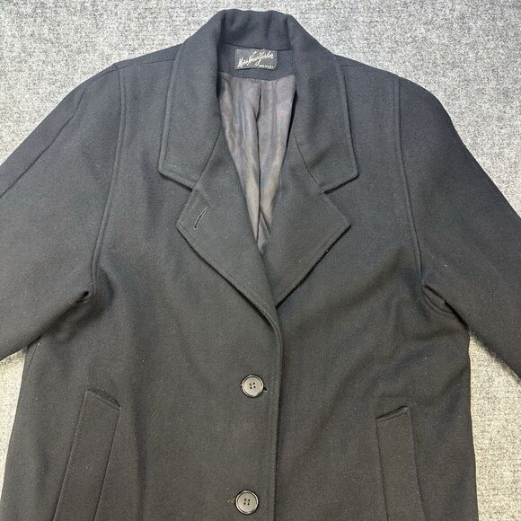 Vintage Coat Woman Large Black Long Trench Union Made in USA Miss New Yorker - Picture 2 of 15
